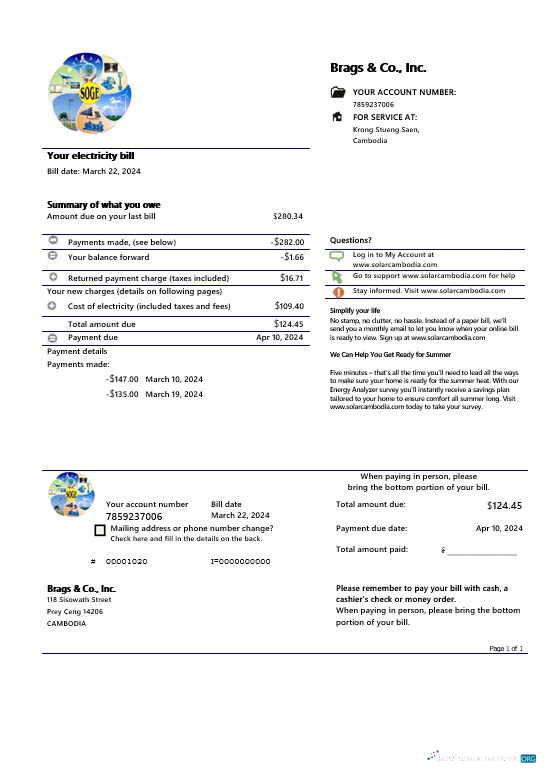 Download Cambodia Solar Green Energy Cambodia Co business utility bill template (2).doc Photoshop template